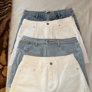 4 PACK Stylish Women's Denim Shorts - White and Light Blue